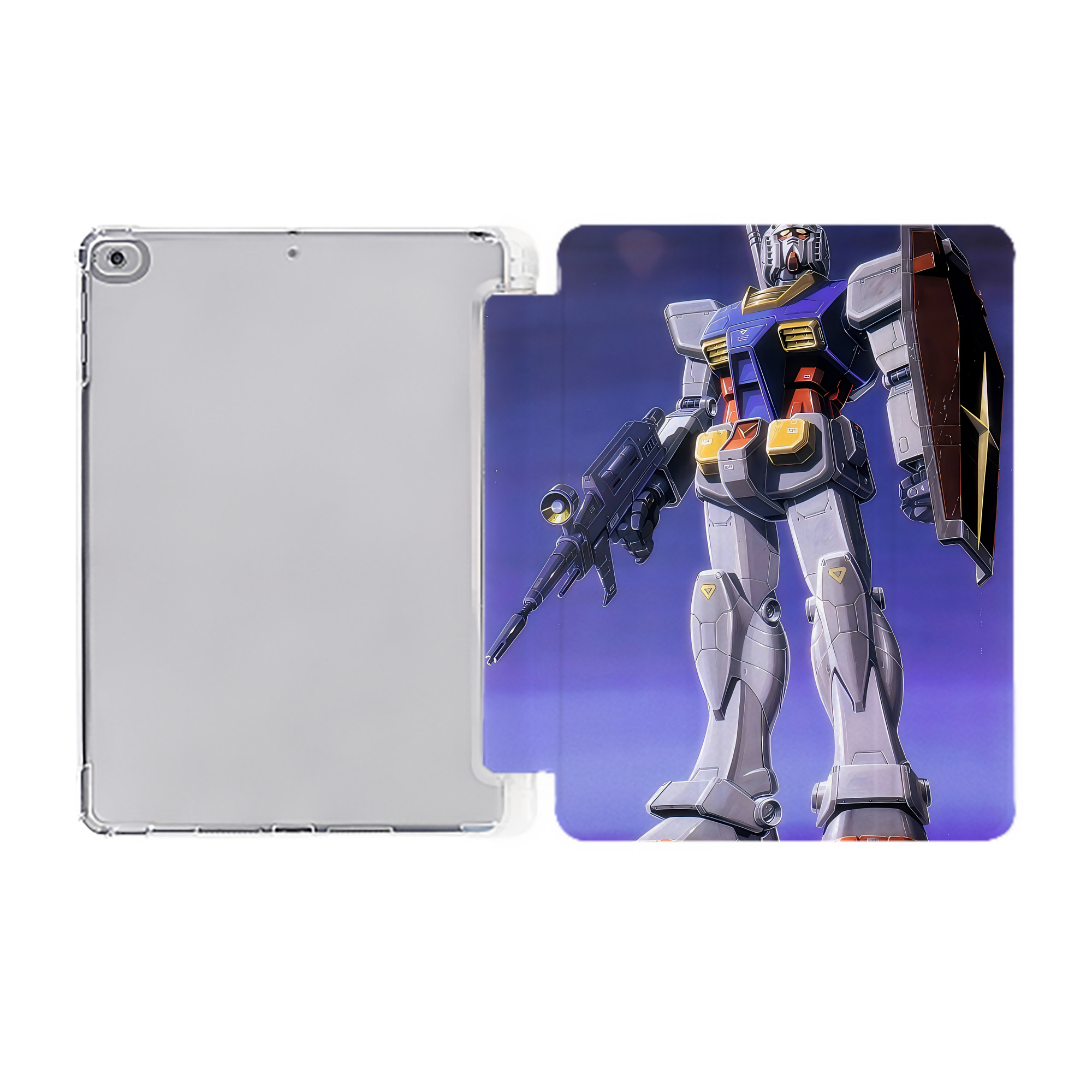 （画像用） 機動戦士ガンダム Mobile Suit Gundam IPad ケース ペン収納付き 三つ折りスタンド PUレザー×シリコン 対応機種9.5/10.5/10.9インチ